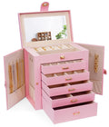 CARLA HOME 6-Layer Large Jewelry Box with Mirror and Lock - Pink