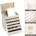 CARLA HOME White 6-Layer Jewellery Organiser Box with Mirror Drawers and Hooks
