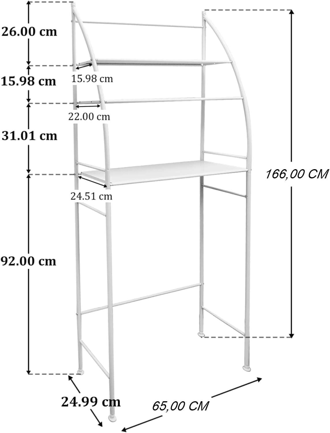 CARLA HOME 3-Tier Storage Rack 25 x 166 x 65 cm for Laundry & Bathroom Essentials - SuperSaverAU - view 3