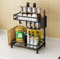 CARLA HOME 2-Tier Kitchen Spice Rack Organizer 34x41x21 cm with Hooks & Utensil Holder - SuperSaverAU - view 2