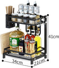 CARLA HOME 2-Tier Kitchen Spice Rack Organizer 34x41x21 cm with Hooks & Utensil Holder - SuperSaverAU - view 3