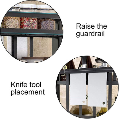 CARLA HOME 2-Tier Kitchen Spice Rack Organizer Storage Shelf for Condiments, Oil Bottles, Utensils, Cutting Board & More