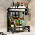CARLA HOME 2-Tier Kitchen Spice Rack Organizer 34x41x21 cm with Hooks & Utensil Holder - SuperSaverAU - view 6
