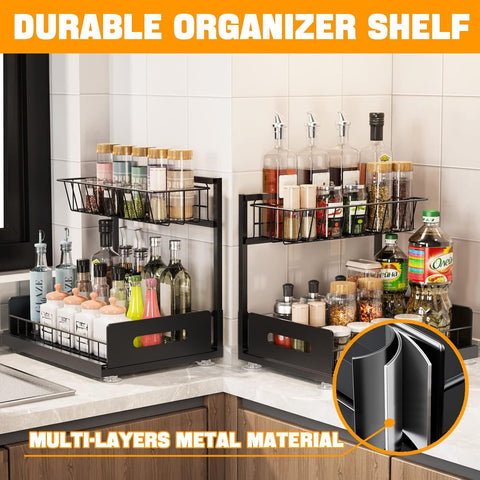 CARLA HOME Under Sink Organiser – 2 Pack with Sliding Drawers