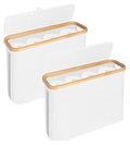 CARLA HOME 2 Pack Toilet Paper Storage Basket, Holds 12 Rolls, Bamboo Lid, White - SuperSaverAU - view 1