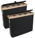 CARLA HOME 2 Pack Toilet Paper Storage Basket, Holds 12 Rolls, Bamboo Lid, Black - SuperSaverAU - view 1