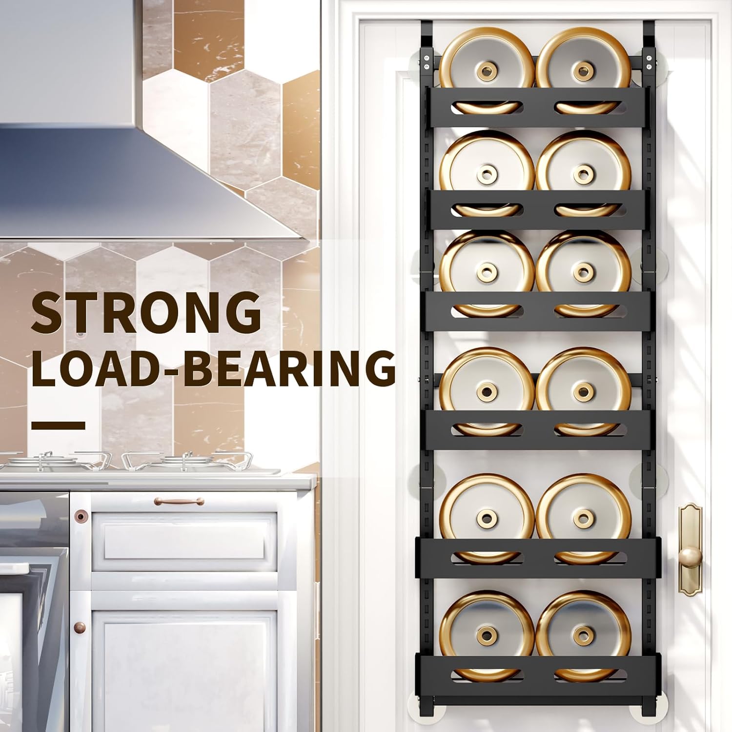 CARLA HOME 6 Tier Over the Door Organizer, Adjustable Metal Baskets, 18 x 134 x 42 cm - SuperSaverAU - view 3