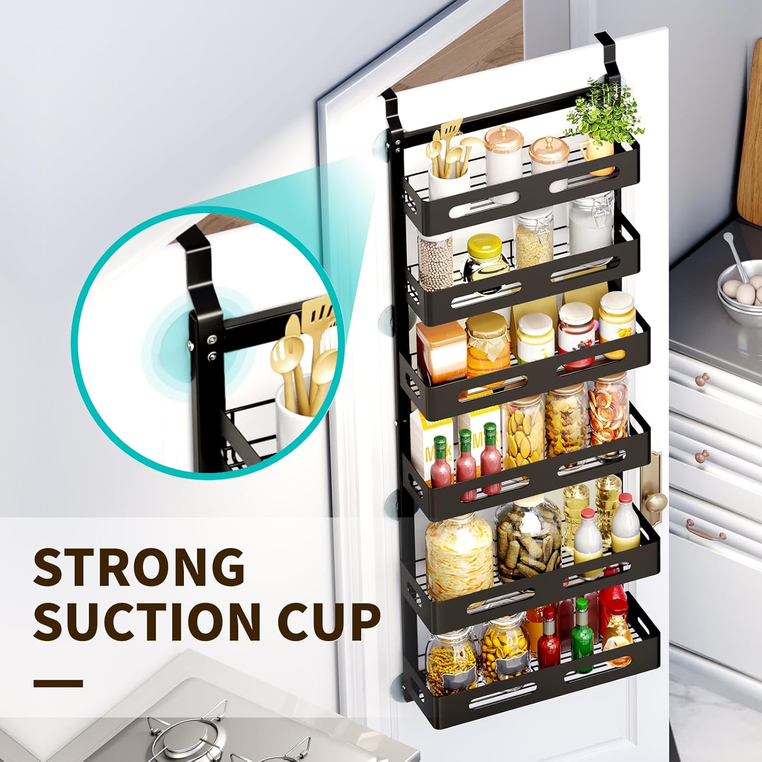 CARLA HOME 6 Tier Over the Door Organizer, Adjustable Metal Baskets, 18 x 134 x 42 cm - SuperSaverAU - view 4