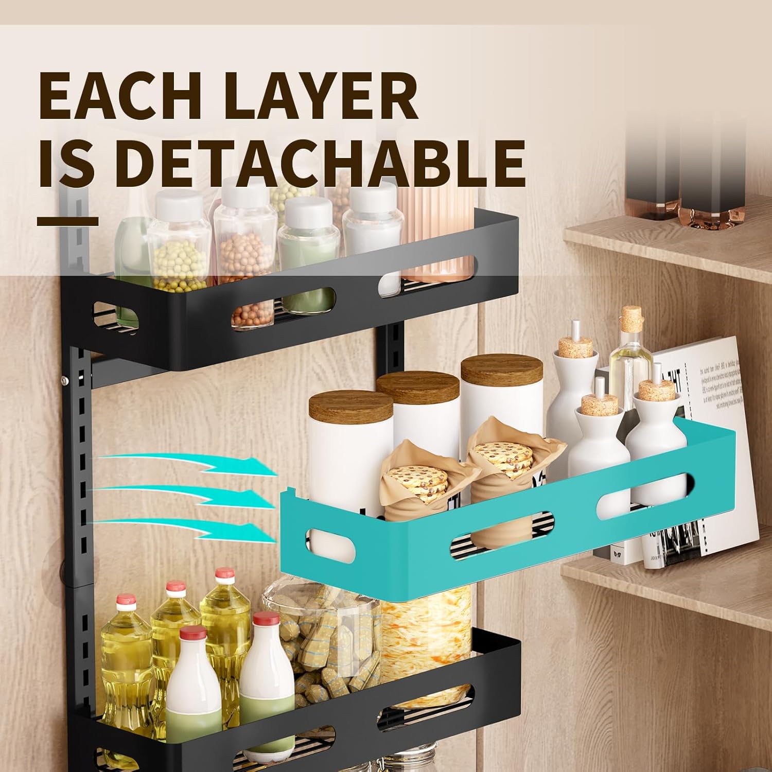 CARLA HOME 6 Tier Over the Door Organizer, Adjustable Metal Baskets, 18 x 134 x 42 cm - SuperSaverAU - view 5