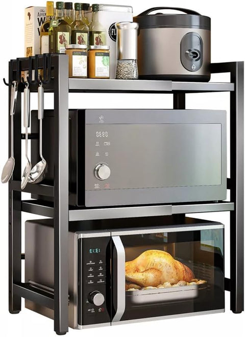 CARLA HOME 3-Tier Microwave Oven Rack, Adjustable Metal Shelf Stand 36 x 78 x 40 cm - SuperSaverAU - view 1