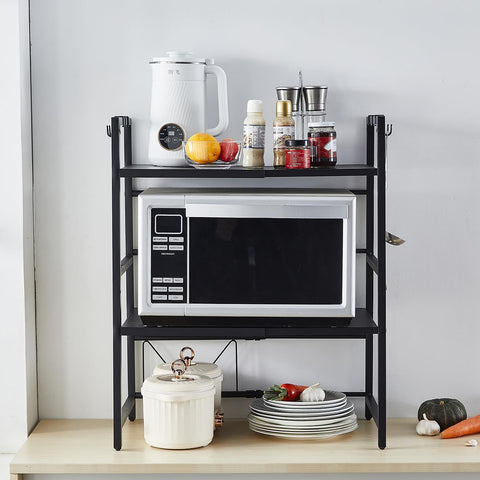 CARLA HOME 3-Tier Microwave Oven Rack, Adjustable Metal Shelf Stand 36 x 78 x 40 cm - SuperSaverAU - view 2