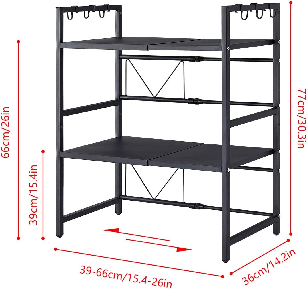 CARLA HOME 3-Tier Microwave Oven Rack, Adjustable Metal Shelf Stand 36 x 78 x 40 cm - SuperSaverAU - view 7
