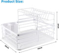 CARLA HOME 2-Tier Dish Drying Rack 43x32x27 cm with Removable Tray & Utensil Holder - SuperSaverAU - view 2