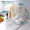 CARLA HOME 2-Tier Dish Drying Rack 43x32x27 cm with Removable Tray & Utensil Holder - SuperSaverAU - view 3