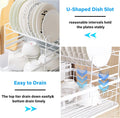 CARLA HOME 2-Tier Dish Drying Rack 43x32x27 cm with Removable Tray & Utensil Holder - SuperSaverAU - view 6