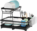 CARLA HOME 2-Tier Dish Drying Rack 42x32x30 cm with Drainboard & Utensil Holder - SuperSaverAU - view 1