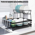 CARLA HOME 2-Tier Dish Drying Rack 42x32x30 cm with Drainboard & Utensil Holder - SuperSaverAU - view 3