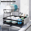 CARLA HOME 2-Tier Dish Drying Rack 42x32x30 cm with Drainboard & Utensil Holder - SuperSaverAU - view 5