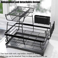CARLA HOME 2-Tier Dish Drying Rack 42x32x30 cm with Drainboard & Utensil Holder - SuperSaverAU - view 6