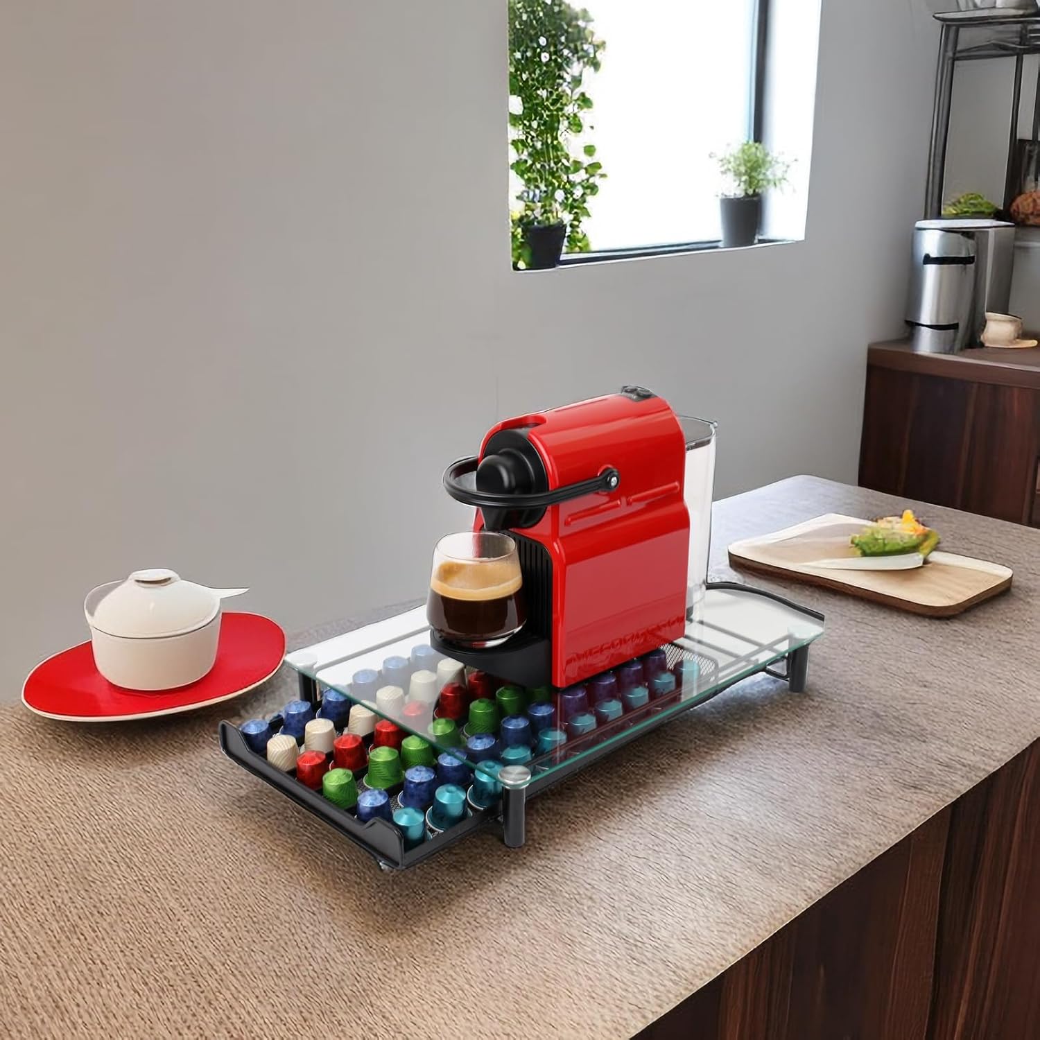 CARLA HOME 60 Coffee Pod Holder Drawer with Tempered Glass Capsule Organizer for Nespresso Pods and Sliding Drawer for Kitchen Countertop - SuperSaverAU - view 8