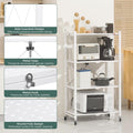 CARLA HOME 3 Tier White Foldable Storage Shelf with Wheels Kitchen Garage Pantry Rack