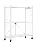 CARLA HOME 3 Tier White Foldable Storage Shelf with Wheels Kitchen Garage Pantry Rack