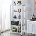 CARLA HOME 5 Tier White Foldable Storage Shelf with Wheels 100kg Capacity