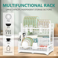 CARLA HOME 2-Tier Dish Drying Rack – White with Drainboard
