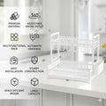 CARLA HOME 2-Tier Dish Drying Rack – White with Drainboard