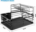 CARLA HOME 2-Tier Dish Drying Rack – Black with Drip Tray & Utensil Holder