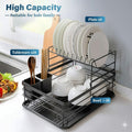 CARLA HOME 2-Tier Dish Drying Rack – Black with Drip Tray & Utensil Holder