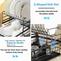 CARLA HOME 2-Tier Dish Drying Rack – Black with Drip Tray & Utensil Holder