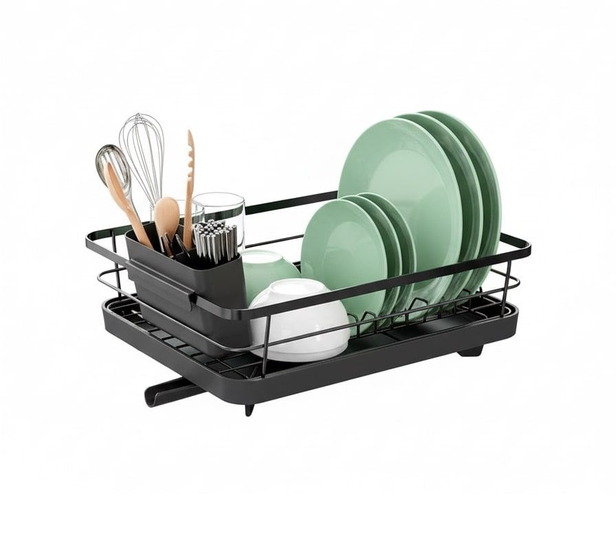 CARLA HOME Dish Drying Rack – Removable Drip Tray & Utensil Holder