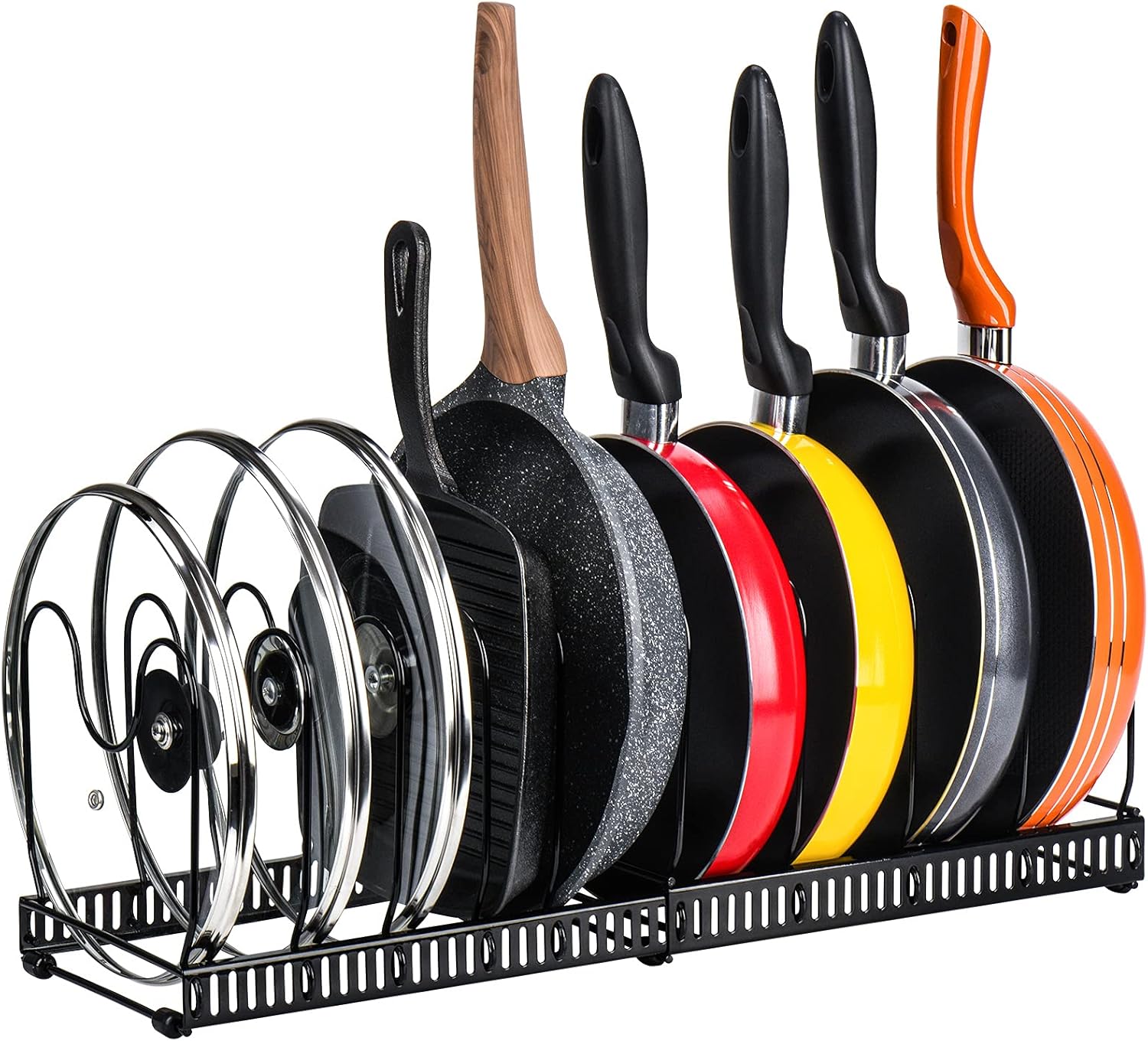 CARLA HOME Expandable Pot & Pan Organiser Rack – 10 Adjustable Dividers
