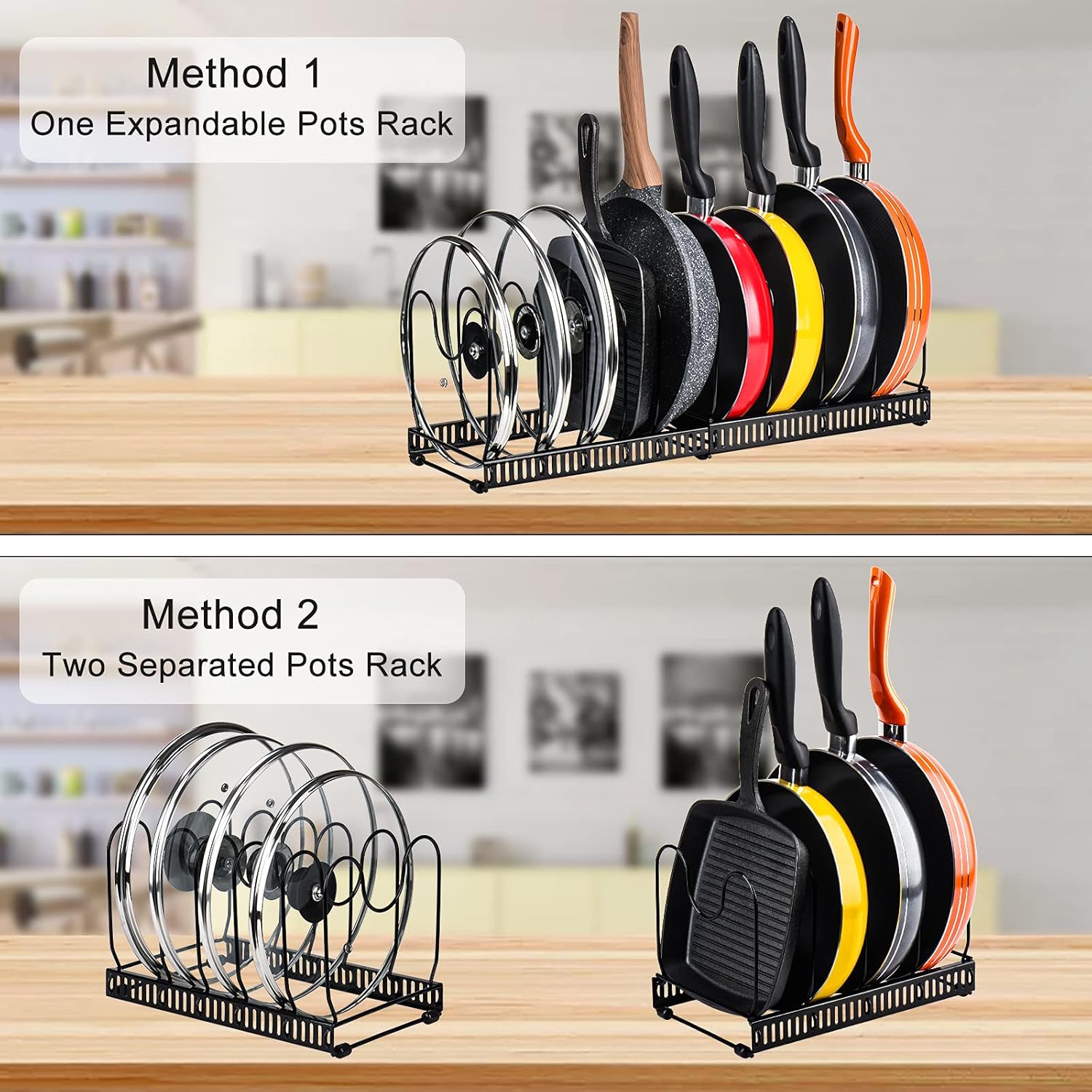 CARLA HOME Expandable Pot & Pan Organiser Rack – 10 Adjustable Dividers