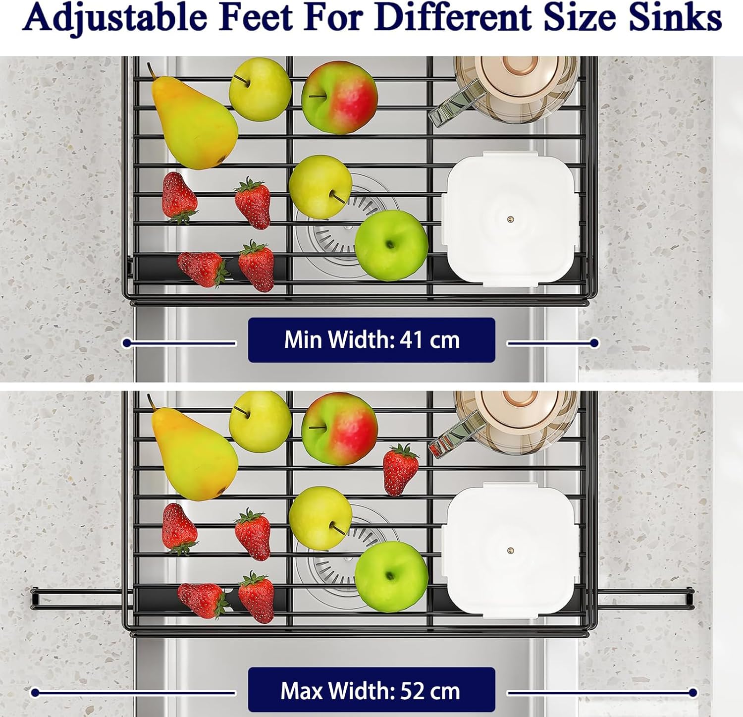 CARLA HOME 1-Tier Expandable Dish Drying Rack – Drainage Spout, 31-55cm