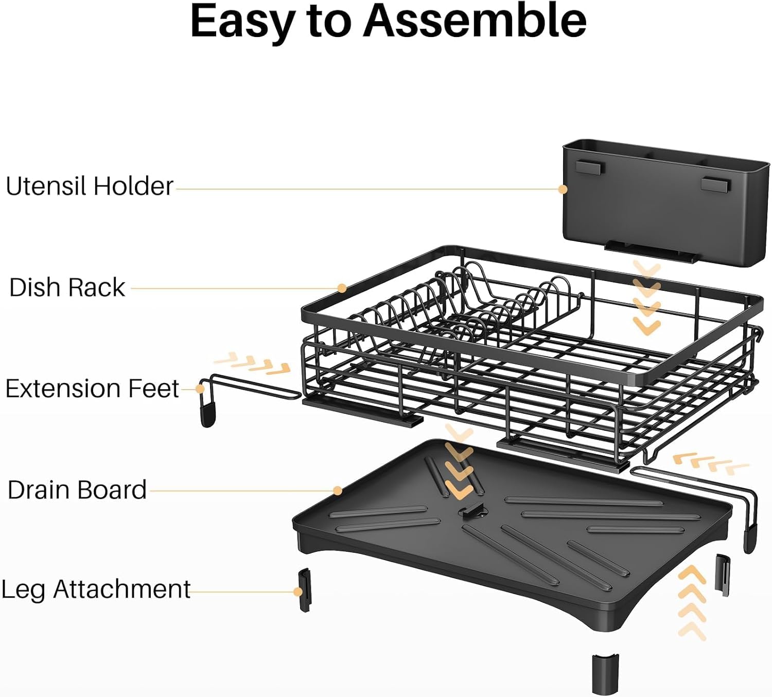 CARLA HOME 1-Tier Expandable Dish Drying Rack – Drainage Spout, 31-55cm