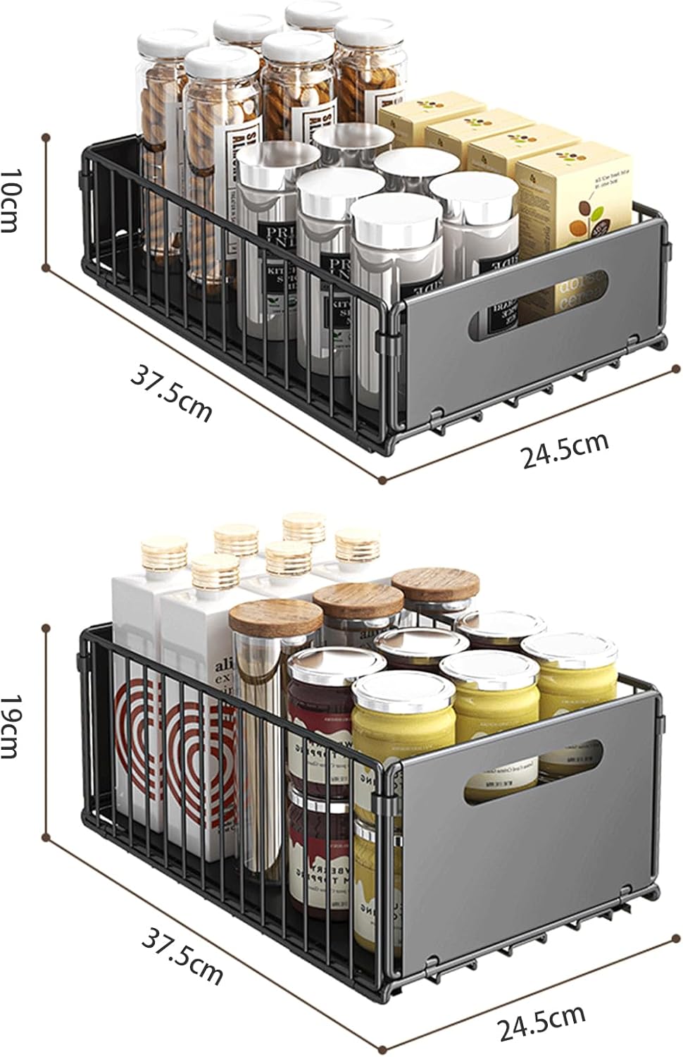 CARLA HOME Pullout Cabinet Organiser Drawers – 2 Pack Adhesive Mount