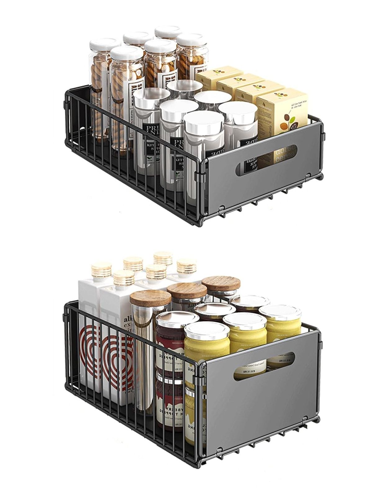 CARLA HOME Pullout Cabinet Organiser Drawers – 2 Pack Adhesive Mount