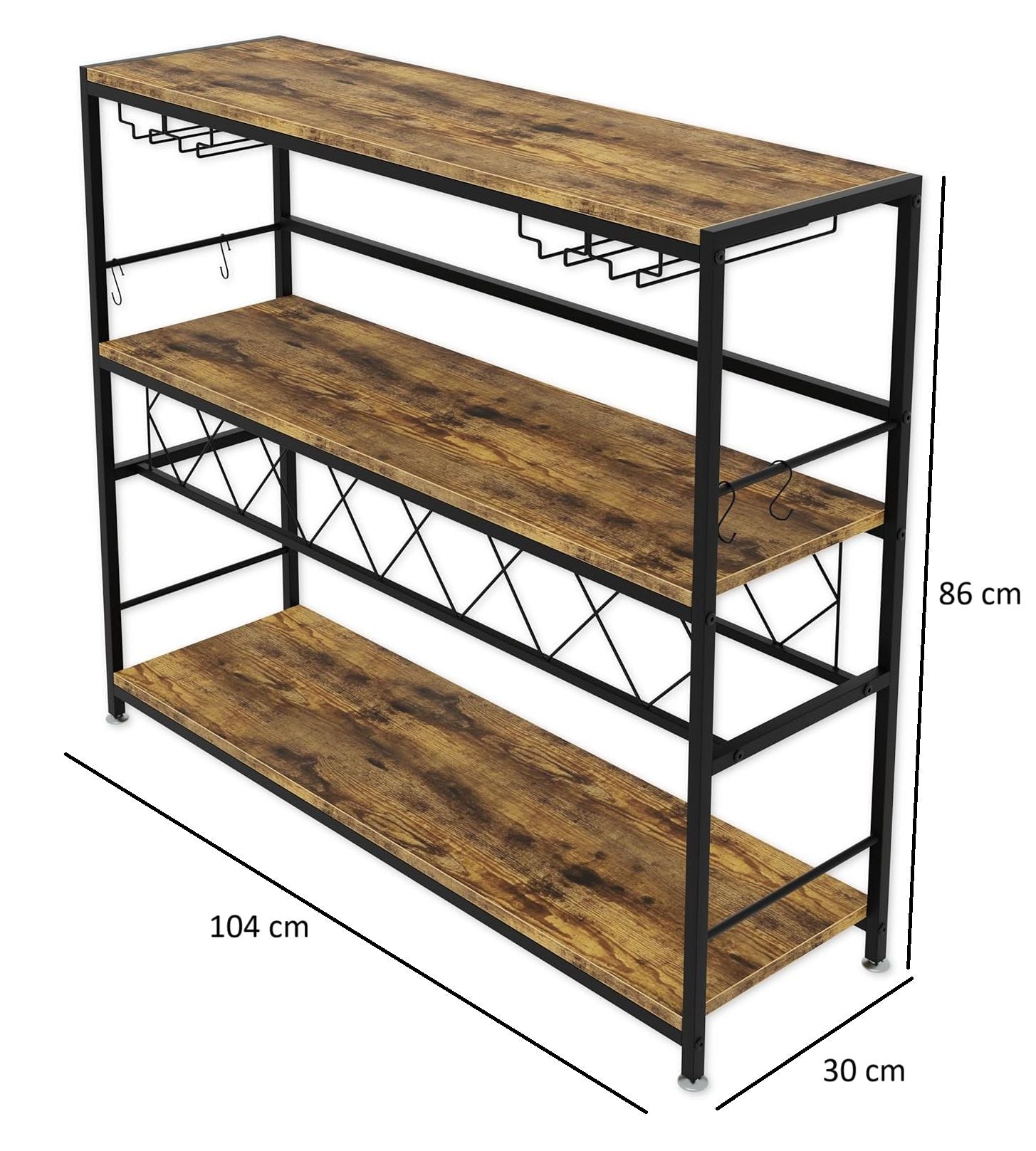 CARLA HOME Large Freestanding Wine Rack with Glass Holder - 20+ Bottle