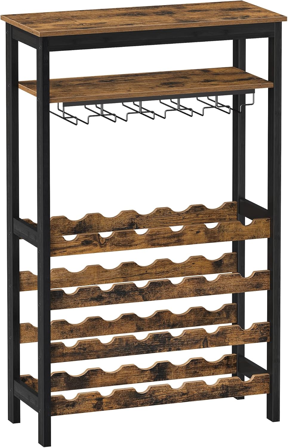 CARLA HOME Large Freestanding Wine Rack with Glass Holder - 24 Bottle