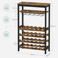 CARLA HOME Large Freestanding Wine Rack with Glass Holder - 24 Bottle