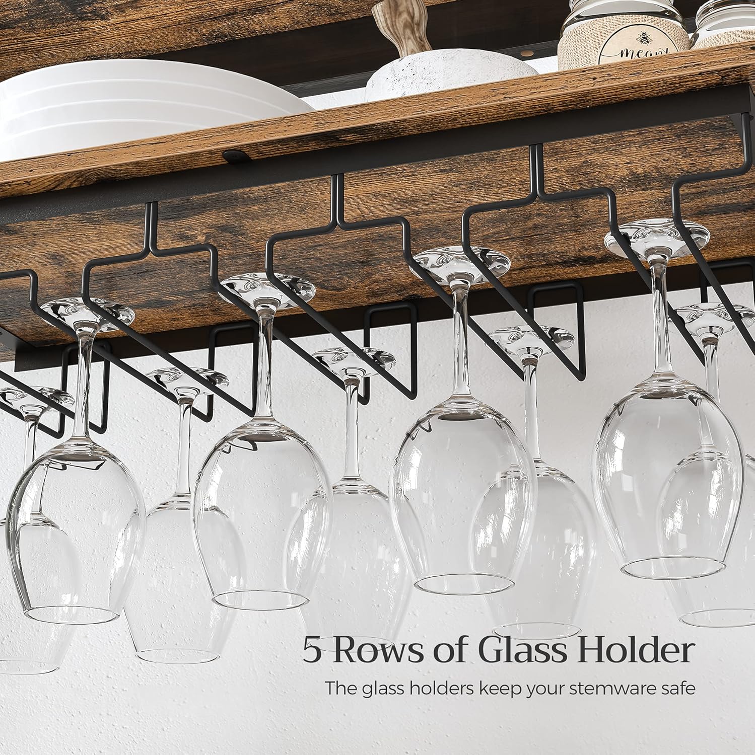 CARLA HOME Large Freestanding Wine Rack with Glass Holder - 24 Bottle