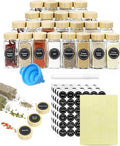 CARLA HOME 24 Glass Spice Jars with Bamboo Lids