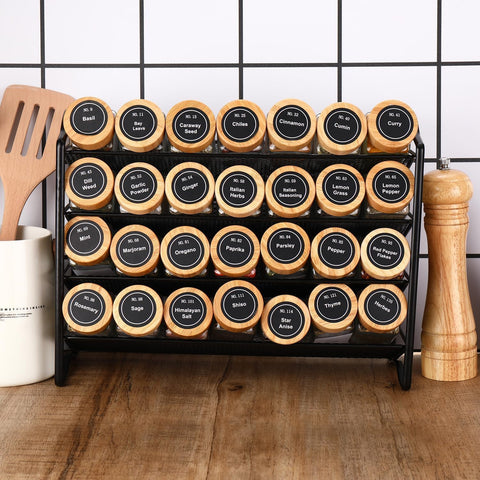 CARLA HOME 24 Glass Spice Jars with Bamboo Lids