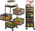CARLA HOME 5-Tier Rolling Fruit & Vegetable Basket Cart – Lockable Wheels