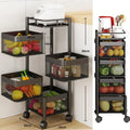 CARLA HOME 5-Tier Rolling Fruit & Vegetable Basket Cart – Lockable Wheels