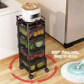 CARLA HOME 5-Tier Rolling Fruit & Vegetable Basket Cart – Lockable Wheels
