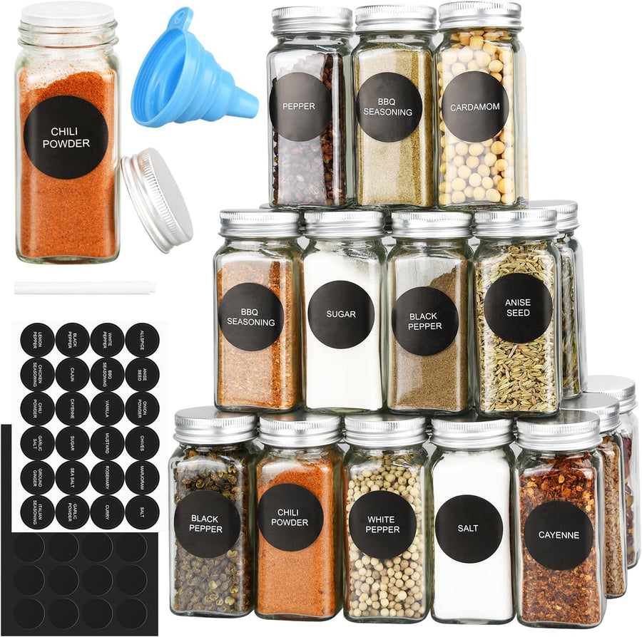 CARLA HOME 24 Glass Spice Jars with Aluminium Lids