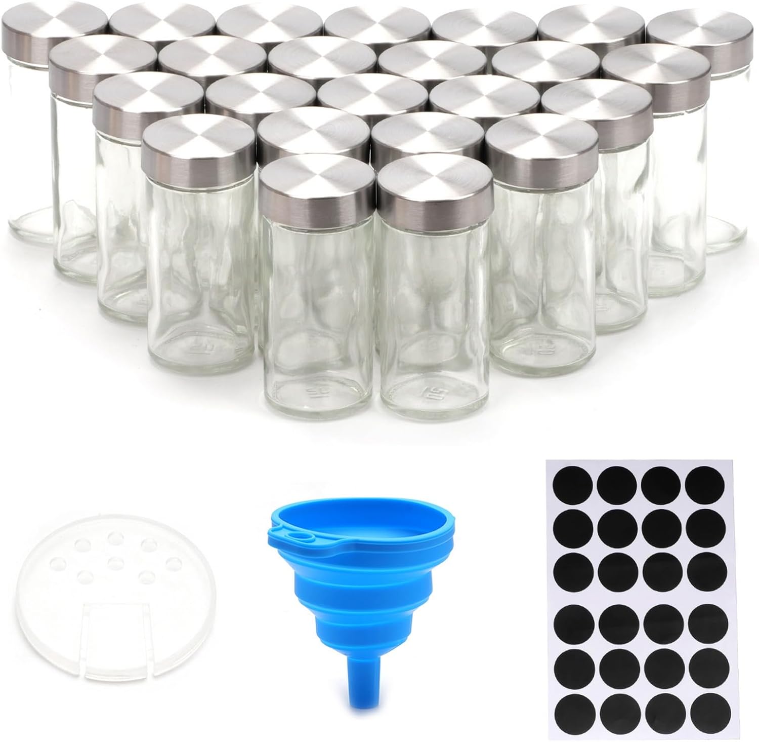 CARLA HOME 24 Glass Spice Jars with Aluminium Lids